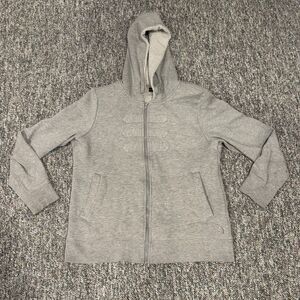 The North Face Hoodie Womens XL Gray Sherpa Lined Full Zip Fleece Sweatshirt